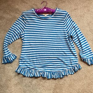 Boden linen ruffle 3/4 sleeve top
